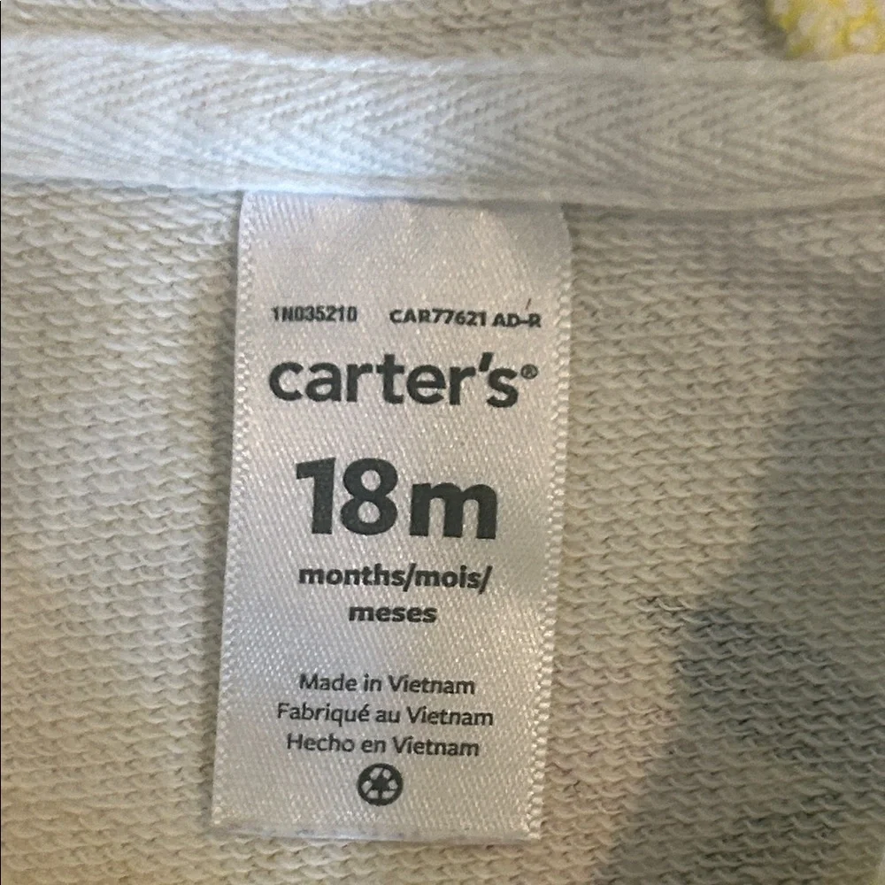 Carter’s‎ Sunflower Yellow Zip Up Hoodie Size 18 months